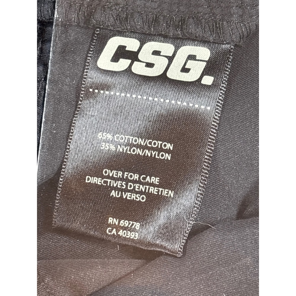 CSG Mens Black Cargo Pants Elastic Waist Cotton Nylon Utility Trousers Size L - Picture 4 of 10